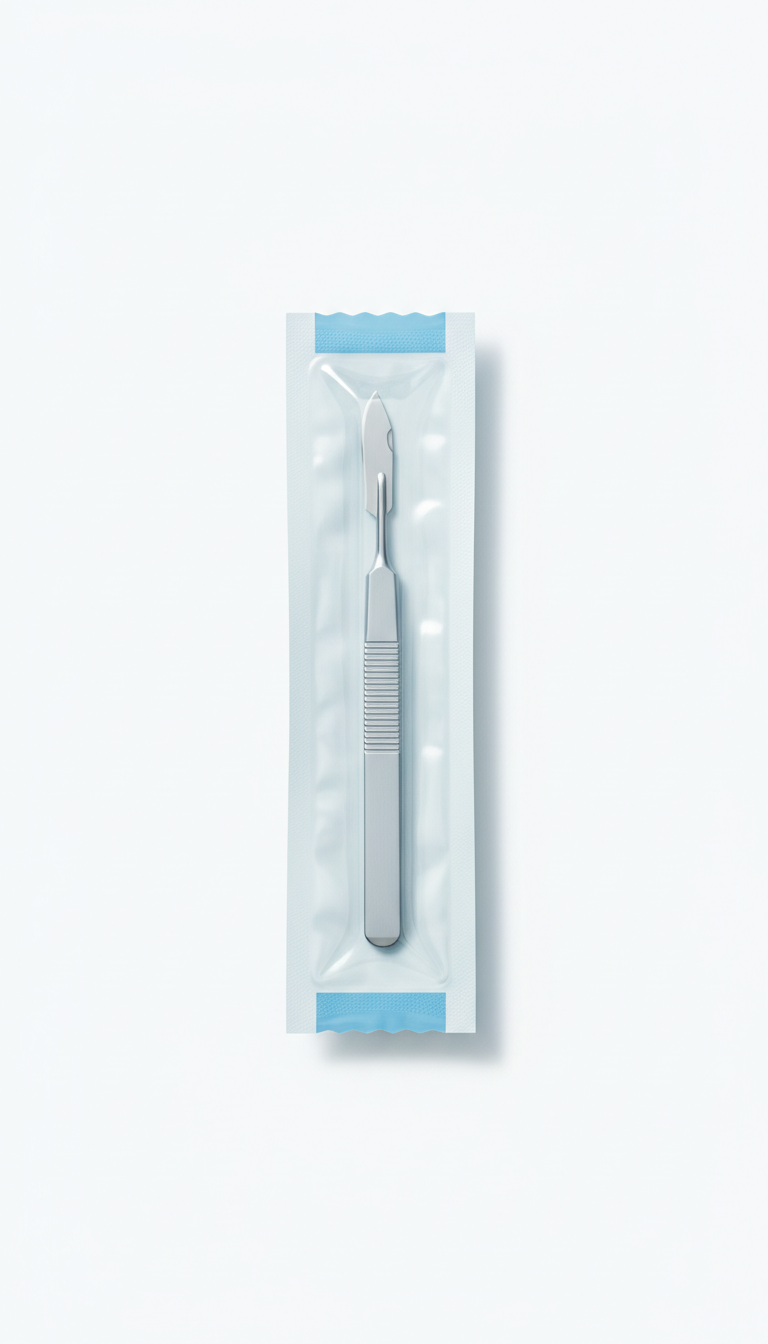 Sterile surgical scalpel with tamper-evident packaging