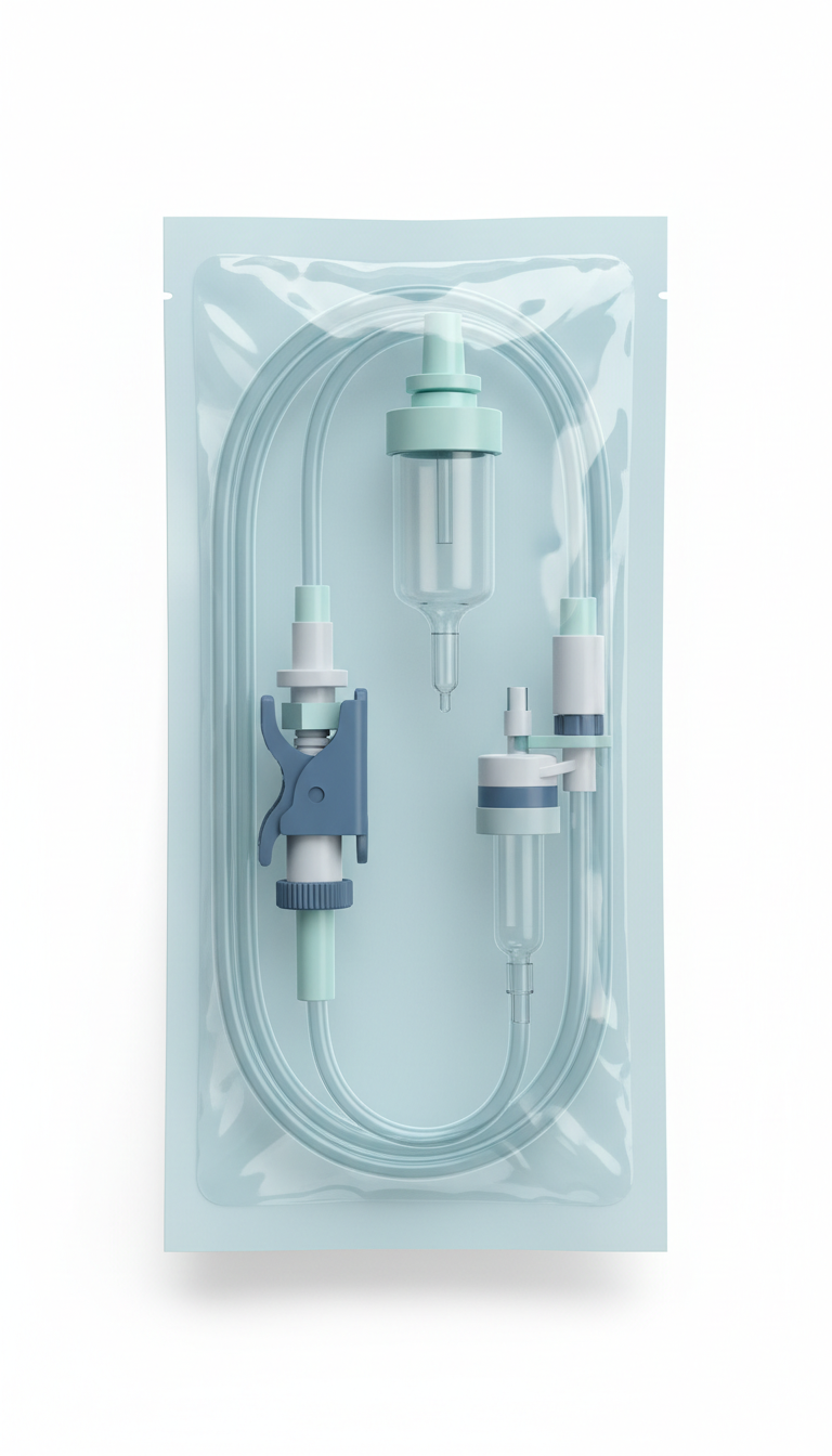 Disposable IV administration set with safety clamp